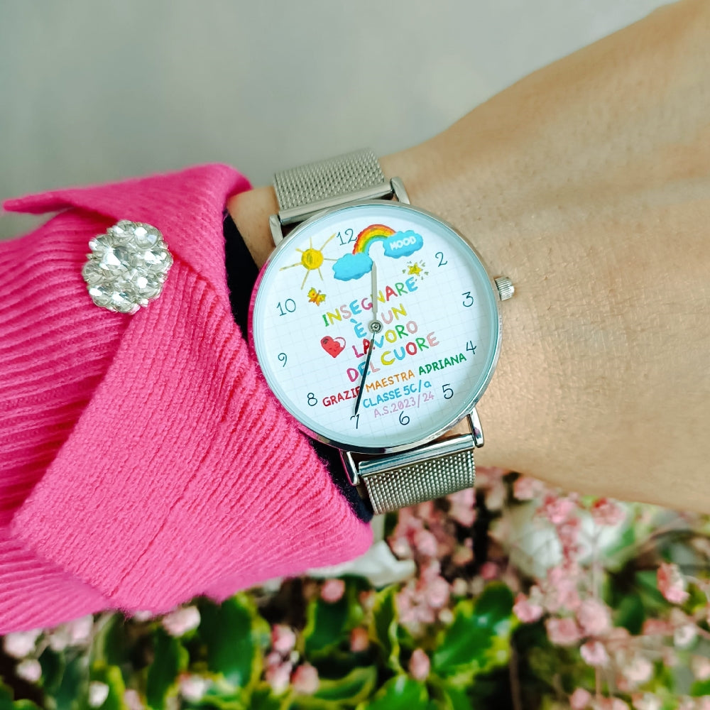 Orologio da polso personalizzato Maestra , idea regalo di fine anno per maestre , insegnanti , scuola dell'infanzia , elementare , asilo .