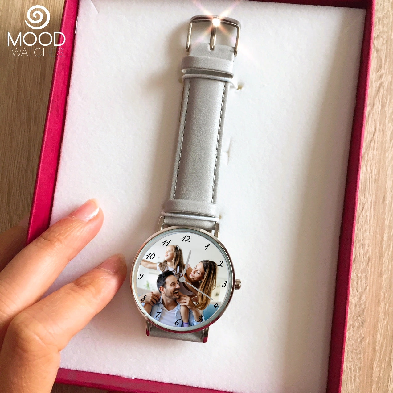 orologio da polso personalizzato con foto l'originale, idea regalo , natale , san valentino , festa del papà , compleanno , orologio al quarzo , resistente all'acqua , personalizzabile , carica la tua foto idea regalo originale , uomo donna , immagine , fotografia , accessorio moda mood watches