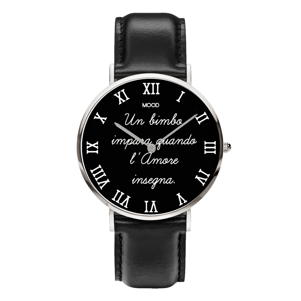 Idea regalo per maestra maestri insegnanti professori orologio originale mood watches personalizzabile per maestra maestro scuola primaria elementare media orologi da polso nero
