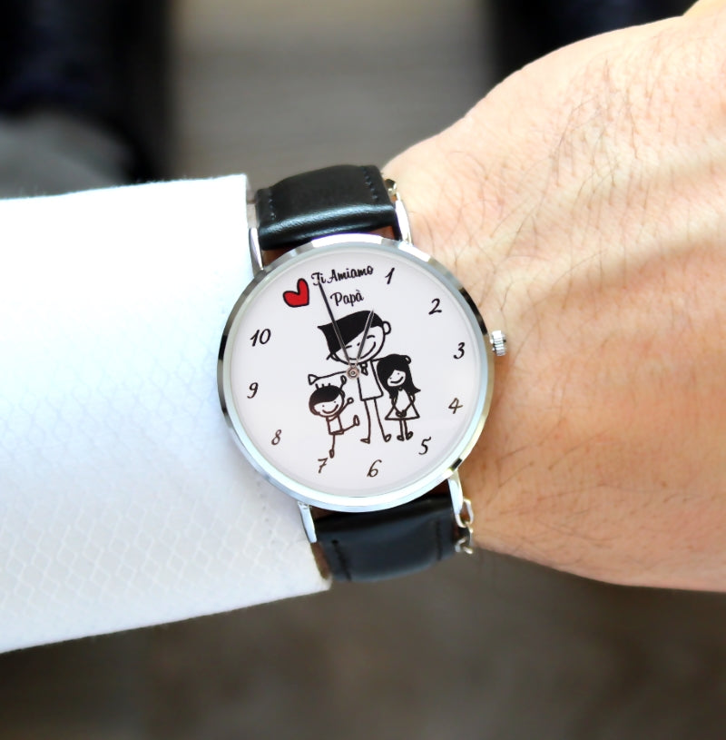 orologio da polso originale mood watches festa del papà personalizzato personalizzabile papà babbo foto immagini nome figli iniziali orologio accessorio moda uomo originale mood watches