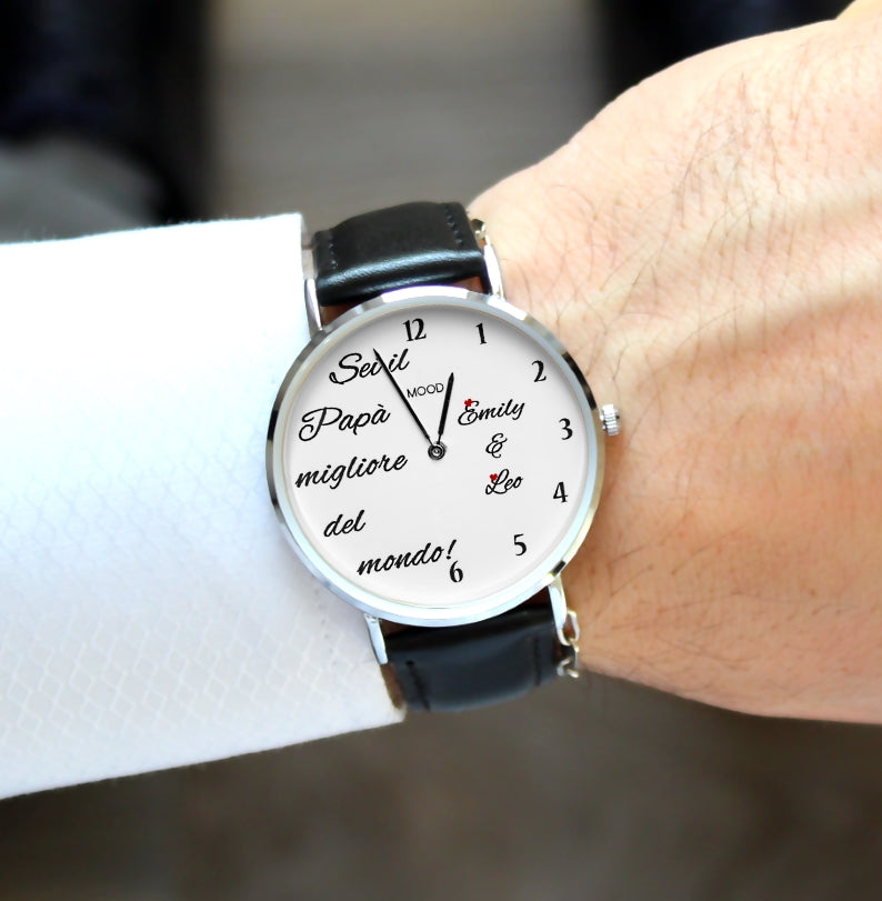 orologio da polso originale mood watches festa del papà personalizzato personalizzabile papà babbo foto immagini nome figli iniziali orologio accessorio moda uomo originale mood watches