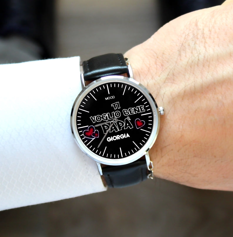 orologio da polso originale mood watches festa del papà personalizzato personalizzabile papà babbo foto immagini nome figli iniziali orologio accessorio moda uomo originale mood watches