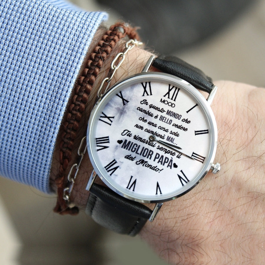 orologio da polso originale mood watches festa del papà personalizzato personalizzabile papà babbo foto immagini nome figli iniziali orologio accessorio moda uomo originale mood watches