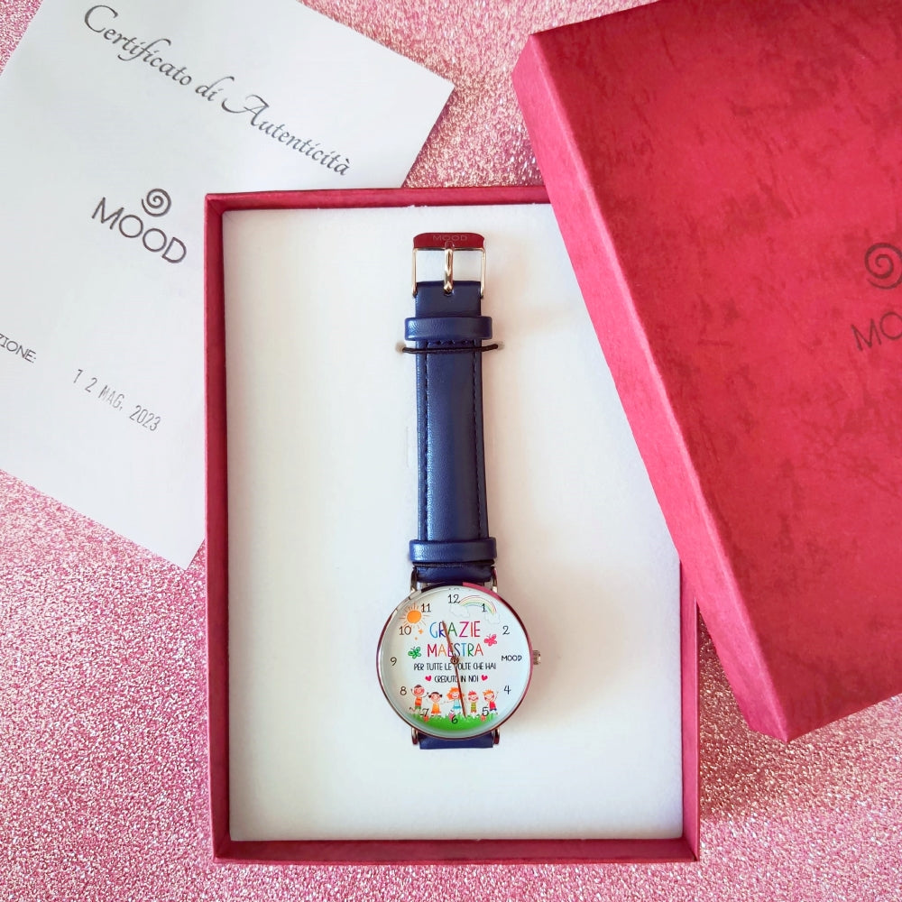 Idea regalo per maestra maestri insegnanti professori orologio originale mood watches personalizzabile per maestra maestro scuola primaria elementare media orologi 
