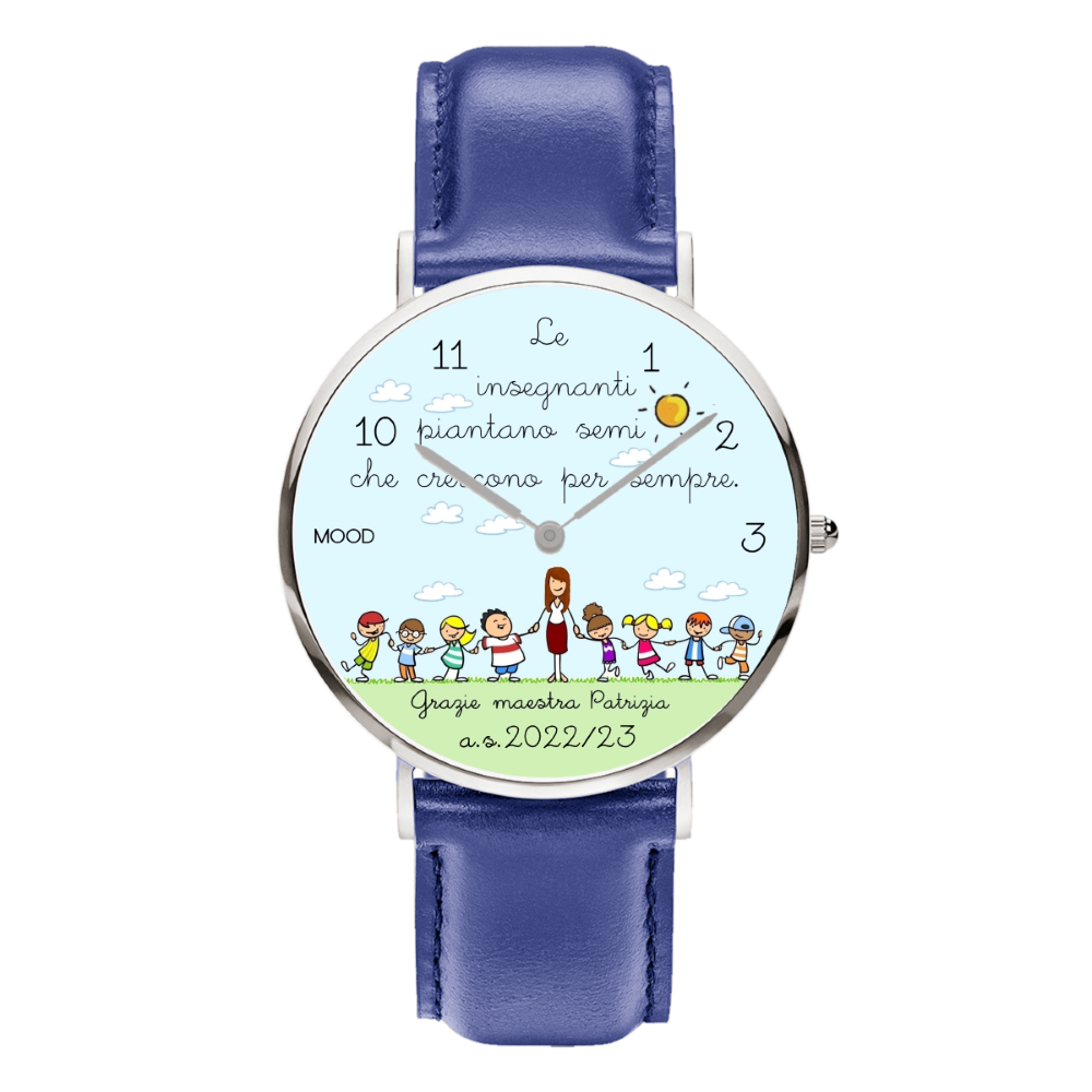 Idea regalo per maestra maestri insegnanti professori bambini orologio originale mood watches personalizzabile per maestra maestro scuola primaria elementare media orologi da polso maestra alunni