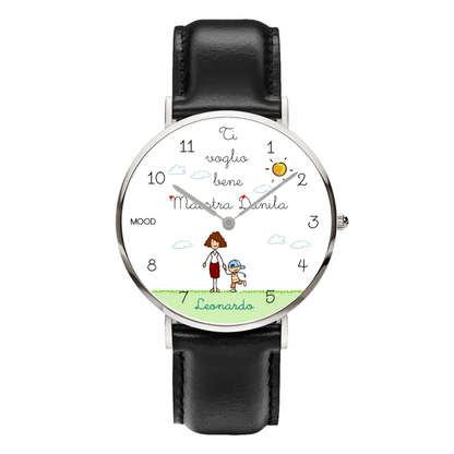 Idea regalo per maestra maestri insegnanti professori bambini orologio originale mood watches personalizzabile per maestra maestro scuola primaria elementare media orologi da polso maestra alunni