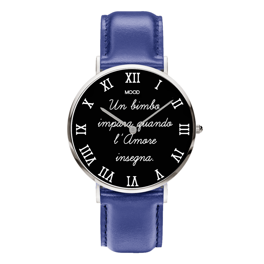 Idea regalo per maestra maestri insegnanti professori orologio originale mood watches personalizzabile per maestra maestro scuola primaria elementare media orologi da polso blu
